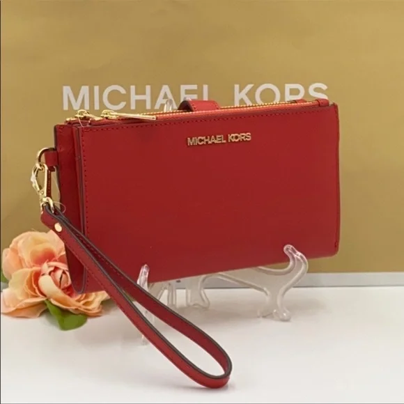 MK Jet Set Travel Double Zip Wrstl Smartphone Case Wallet FLAME - Picture 2 of 16